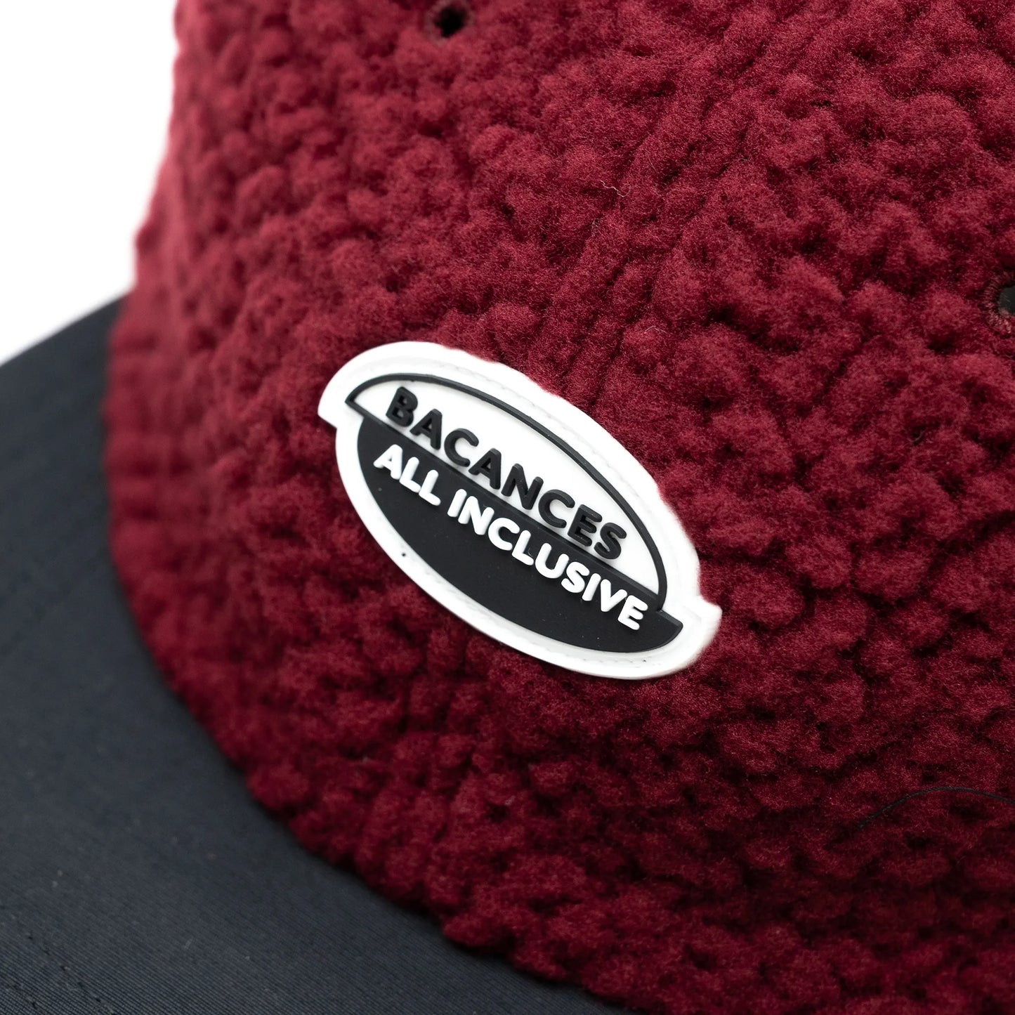 BACANCES BOA FLEECE RUBBER PATCH CAP - BURGUNDY