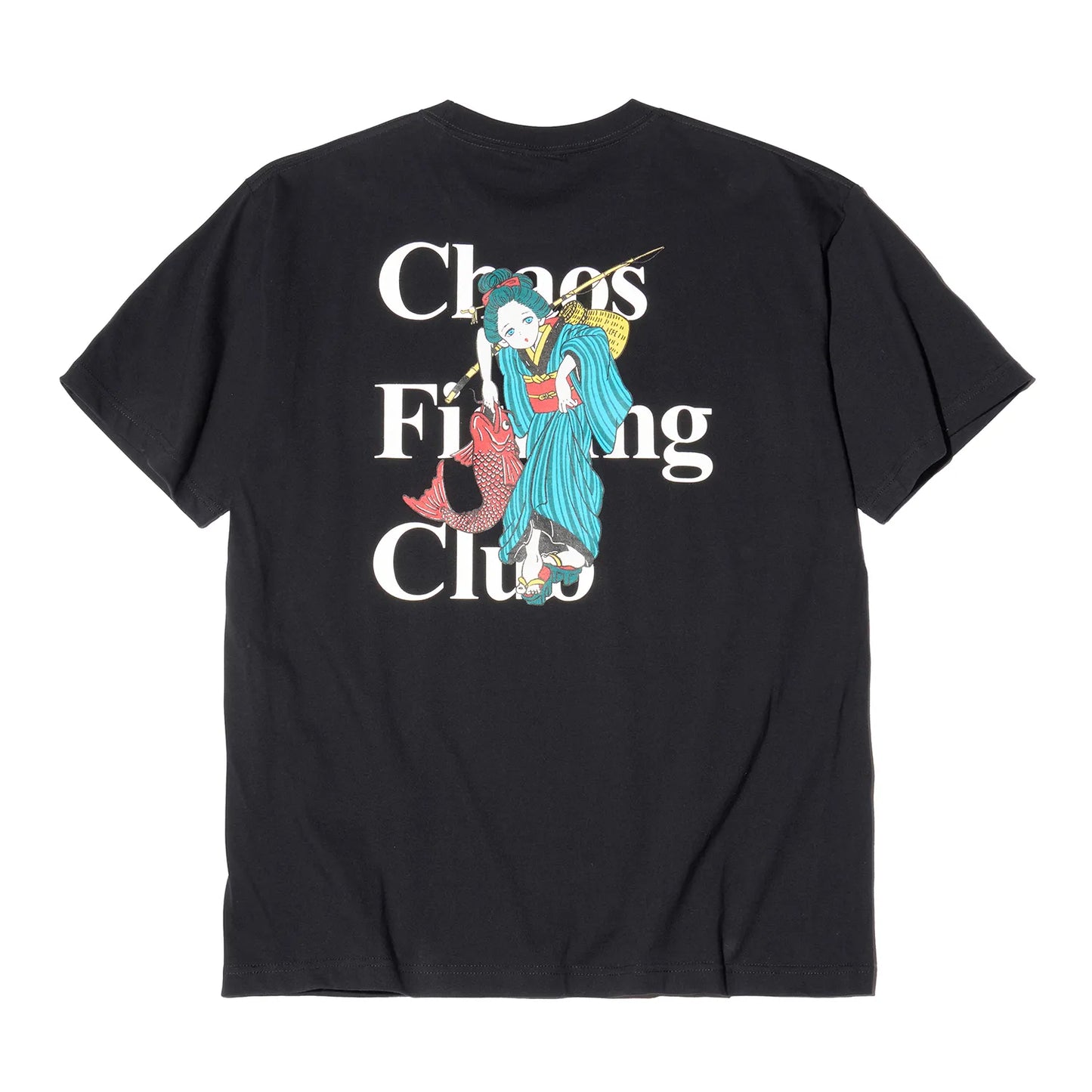 東京発のブランド「Chaos Fishing Club(カオスフィッシングクラブ)」のTシャツ「Girl Tee」のBlackカラーの背面デザインの商品写真