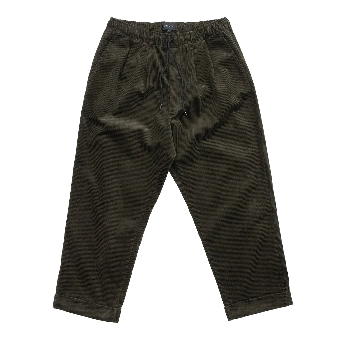 CLUMSY PICTURES 2 PLEATS EASY TRAD CORD - DARK OLIVE