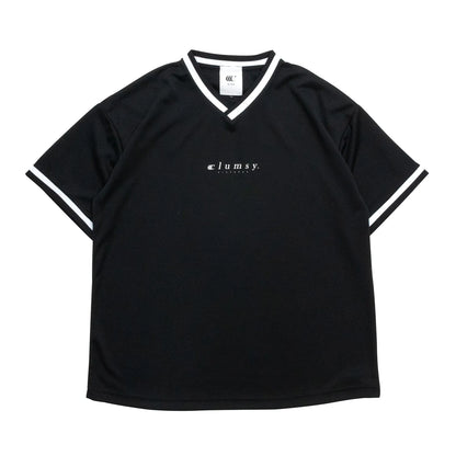 clumsy. PICTURESのBLACKカラーのゲームシャツ「BAR LOGO GAME SHIRTS」の正面からの商品写真