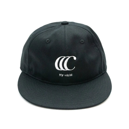 clumsy PicturesのCCCロゴがフロントに刺繍された6パネルキャップ「CCC EMBROIDERED CAP」のBLACKカラーの正面からの商品写真