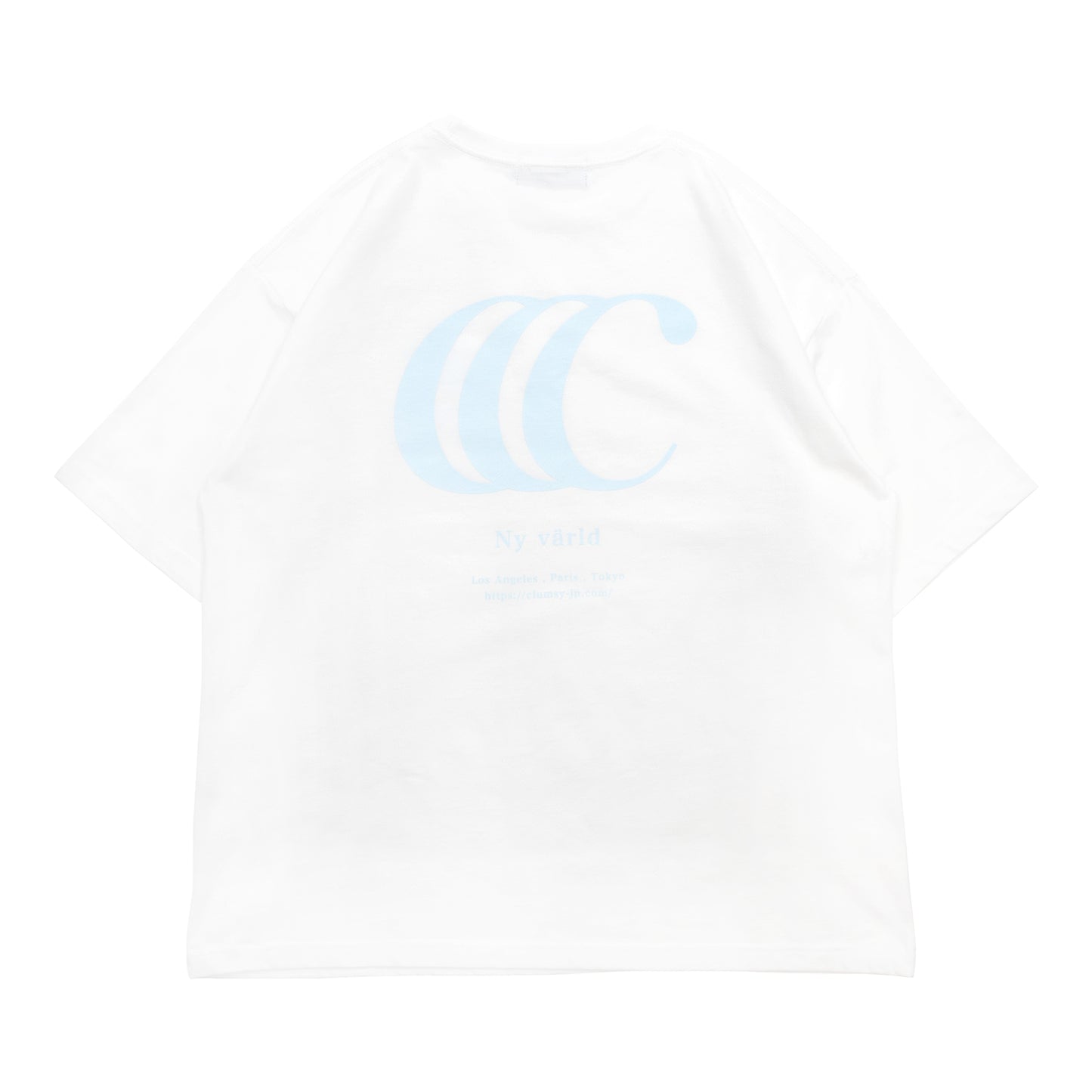 clumsy. PICTURES / LIMITED CCC S/S WIDE TEE - WHITE / PASTEL BLUE