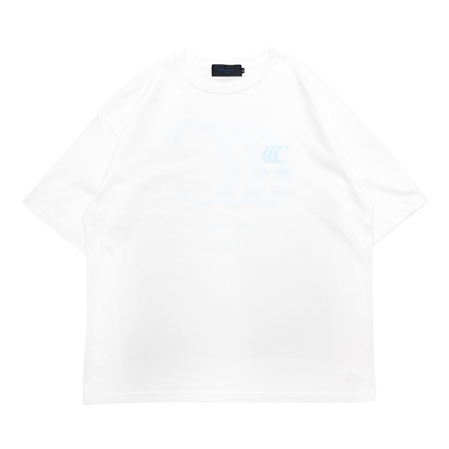 clumsy. PICTURES / LIMITED CCC S/S WIDE TEE - WHITE / PASTEL BLUE