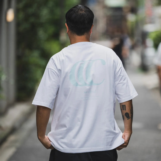 clumsy. PICTURES / LIMITED CCC S/S WIDE TEE - WHITE / PASTEL BLUE
