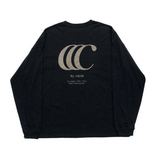 clumsy. Pictures(クラムジー)のCCCロゴが背面に大きくプリントされた定番アイテム「LIMITED CCC」ロングスリーブのBLACK/BRONZEカラーの背面からの商品写真