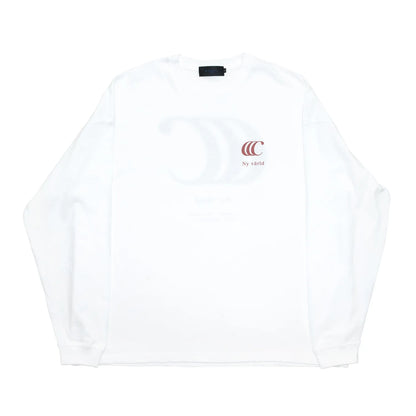 clumsy. Pictures(クラムジー)のCCCロゴが背面に大きくプリントされた定番アイテム「LIMITED CCC」ロングスリーブのWHITE/ROUGEカラーの正面からの商品写真