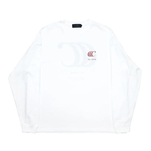 clumsy. Pictures(クラムジー)のCCCロゴが背面に大きくプリントされた定番アイテム「LIMITED CCC」ロングスリーブのWHITE/ROUGEカラーの正面からの商品写真