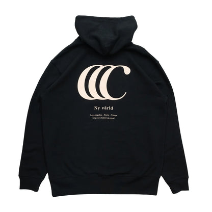 clumsy. PICTURES / LIMITED CCC HOODY (PILE LINING) - BLACK/CORAL