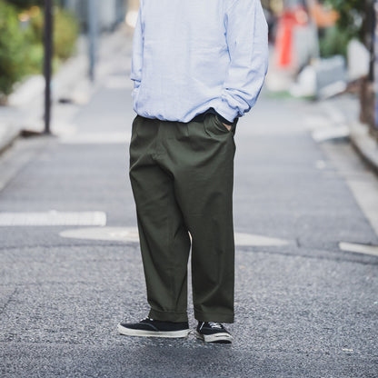 CLUMSY PICTURES 2 PLEATS RELAXED TWILL PANTS - SEPIA