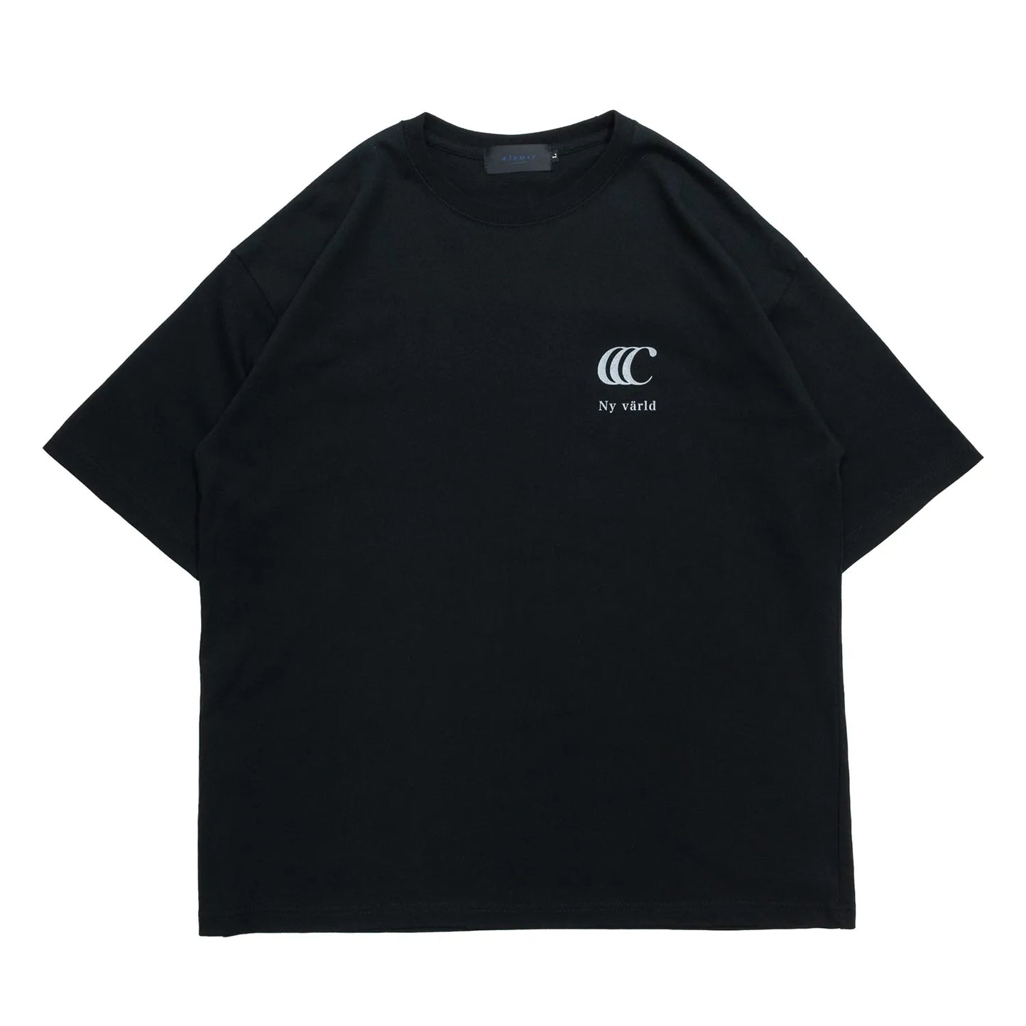 clumsy. PICTURES(クラムジーピクチャーズ)のTシャツ「TENET TEE」のBLACKカラーの正面からの商品写真