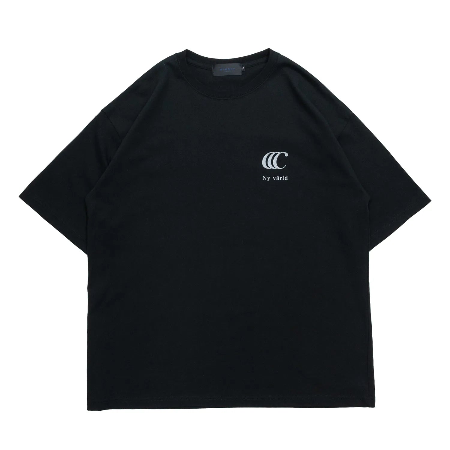 clumsy. PICTURES(クラムジーピクチャーズ)のTシャツ「TENET TEE」のBLACKカラーの正面からの商品写真