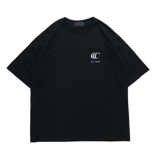 clumsy. PICTURES(クラムジーピクチャーズ)のTシャツ「TENET TEE」のBLACKカラーの正面からの商品写真