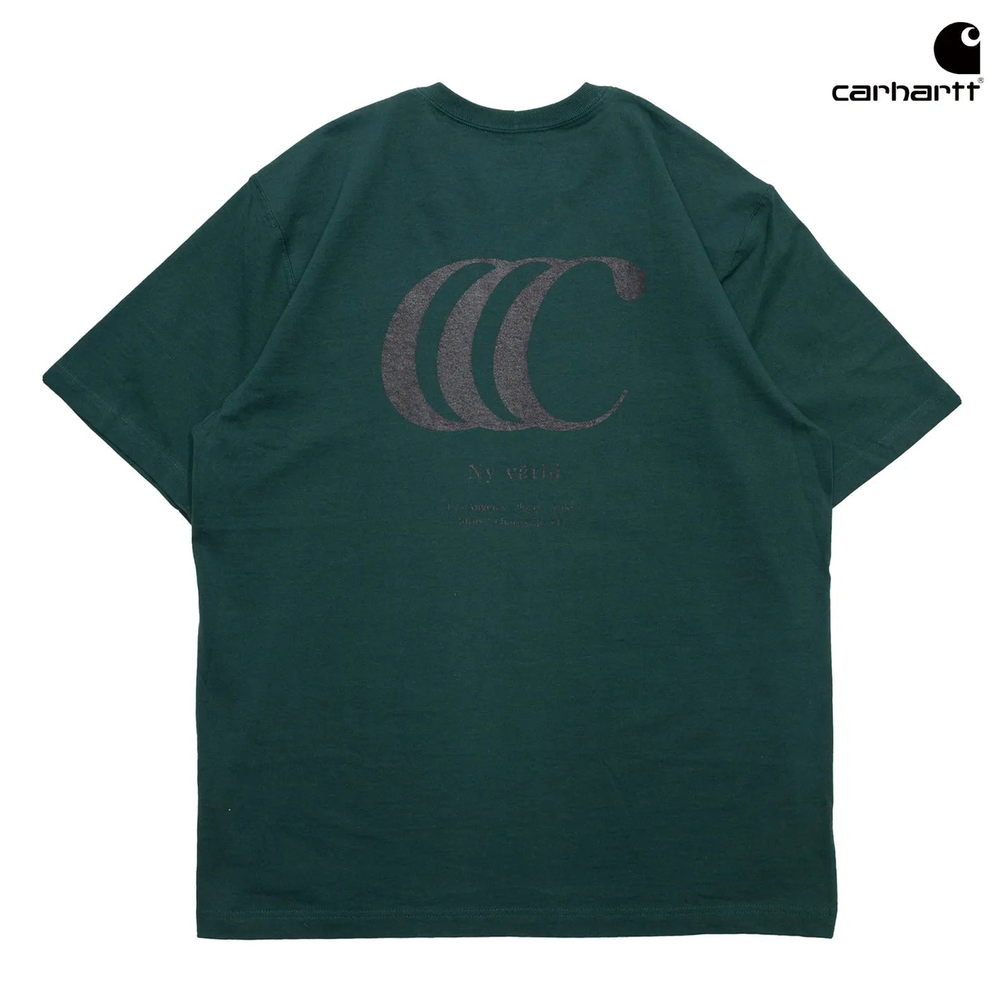 clumsy（クラムジー）とCarhartt（カーハート）の限定コラボTシャツ「LIMITED CCC S/S TEE」のDARK GREENカラーの背面からの商品写真