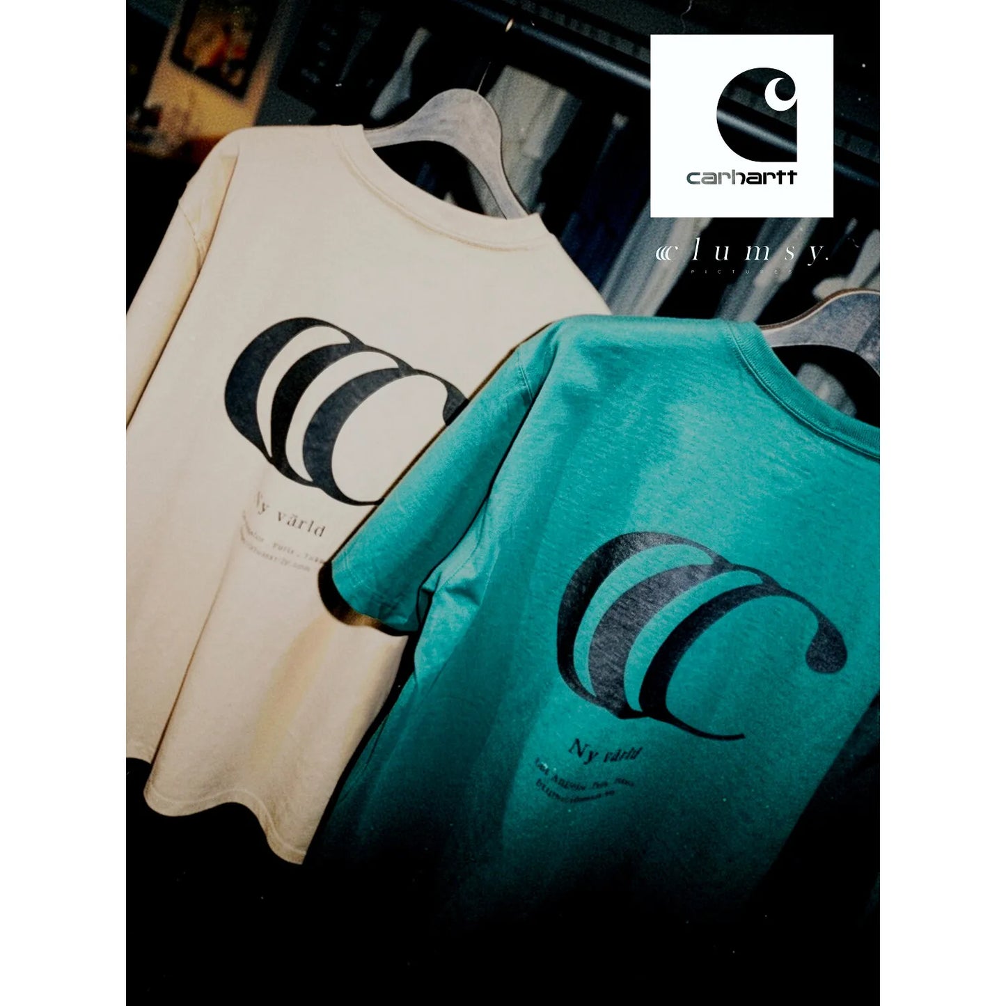 clumsy（クラムジー）とCarhartt（カーハート）の限定コラボTシャツ「LIMITED CCC S/S TEE」のイメージショットその１