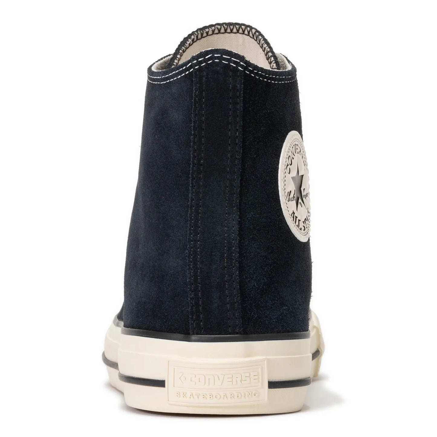 CONVERSE SKATEBOARDING(コンバース)の名作ALL STARのハイカットをスケートシューズに昇華した「ALL STAR SK HI」のBLACK/WHITEカラーの背面から撮影した商品写真