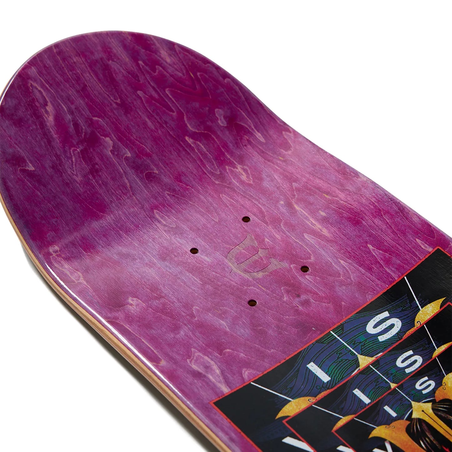 日本で最も人気のスケートブランド「EVISEN(ゑびせん)」のTEAMモデルのスケボー・スケートボードデッキ「EVISEN ARE COMING / 8.25インチ」のデッキテープ面のノーズ側の写真