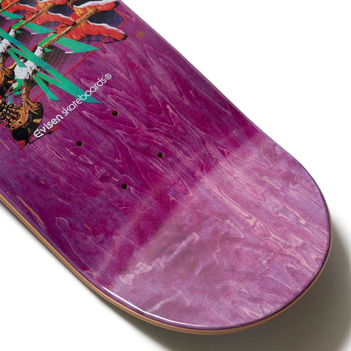 日本で最も人気のスケートブランド「EVISEN(ゑびせん)」のTEAMモデルのスケボー・スケートボードデッキ「EVISEN ARE COMING / 8.25インチ」のデッキテープ面のテール側の写真