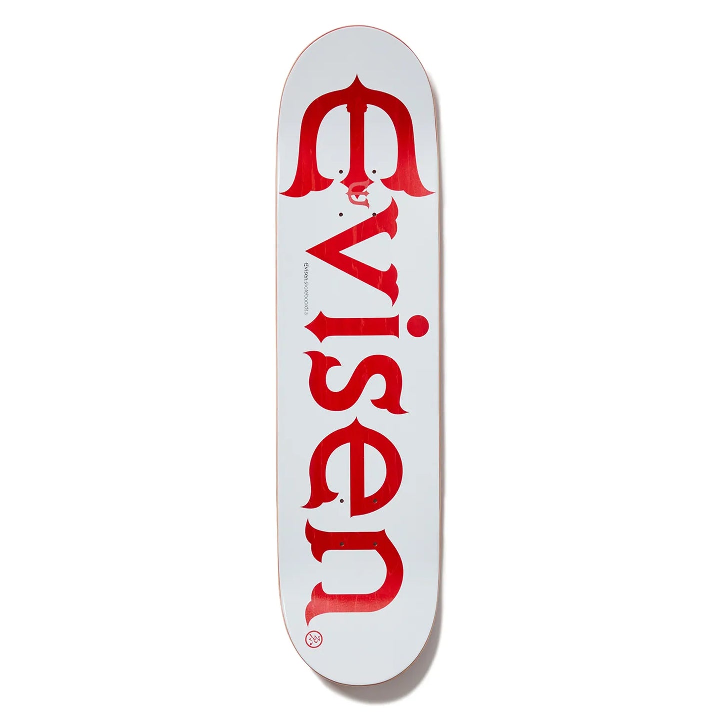 日本で最も人気のスケートブランド「EVISEN(ゑびせん)」のTEAMモデルのスケボー・スケートボードデッキ「EVI LOGO RED / 8.25インチ」のデッキテープ面の写真