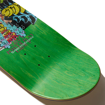 日本で最も人気のスケートブランド「EVISEN(ゑびせん)」のTEAMモデルのスケボー・スケートボードデッキ「ZEN-AKU 25' / 8.125インチ」のデッキテープ面のテール側の写真
