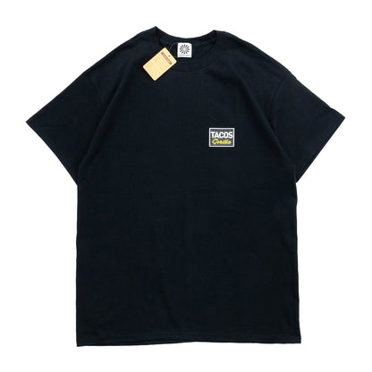 GORILLA TACOS(ゴリラタコス)のフロント左胸にデザインがプリントされたTシャツ「TACOS 2 TEE」のブラックカラーの商品写真