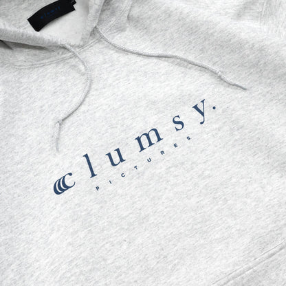 CLUMSY PICTURES ORIGINAL BARLOGO HOODY - ASH/NAVY