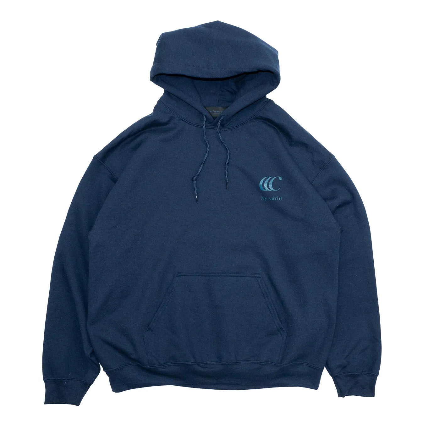 CLUMSY PICTURESを代表するパーカー「LIMITED CCC HOODY」のNAVYカラーの正面からの商品写真