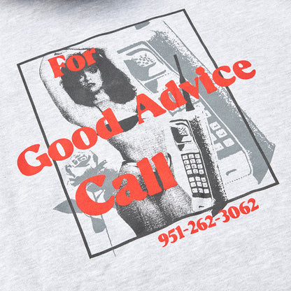 GOOD ADVICE CHAT LINE HOODIE - HT GRAY