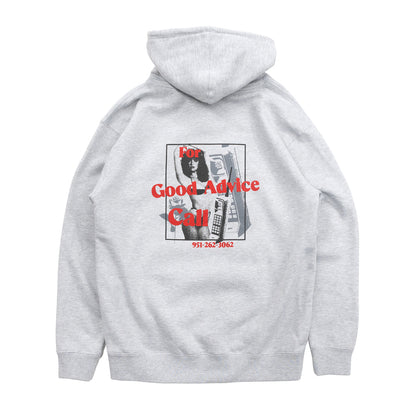 GOOD ADVICE CHAT LINE HOODIE - HT GRAY
