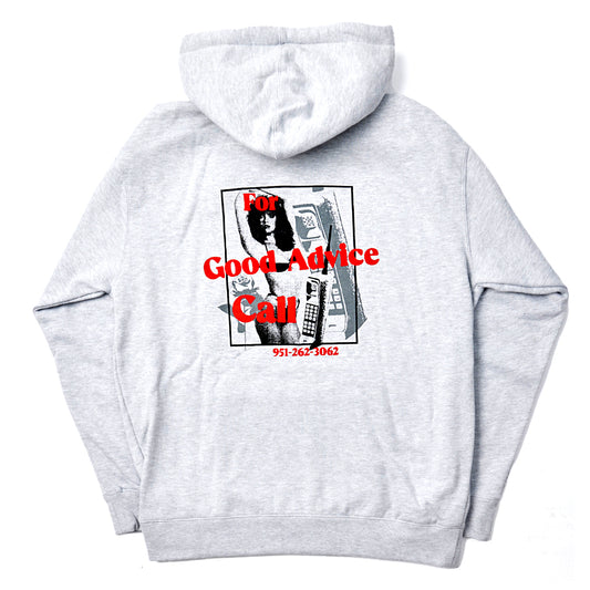 GOOD ADVICE CHAT LINE HOODIE - HT GREY