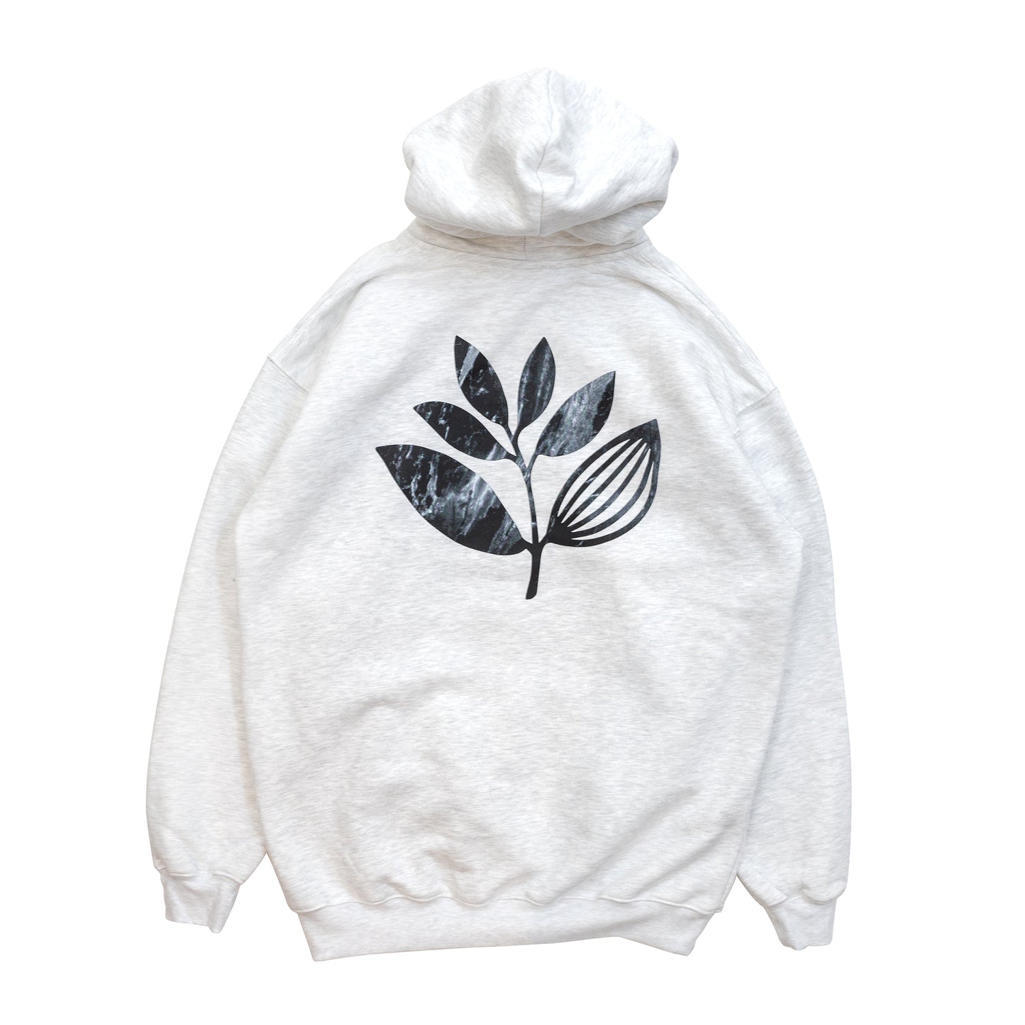 MAGENTA MARBLE PLANT HOODIE - ASH