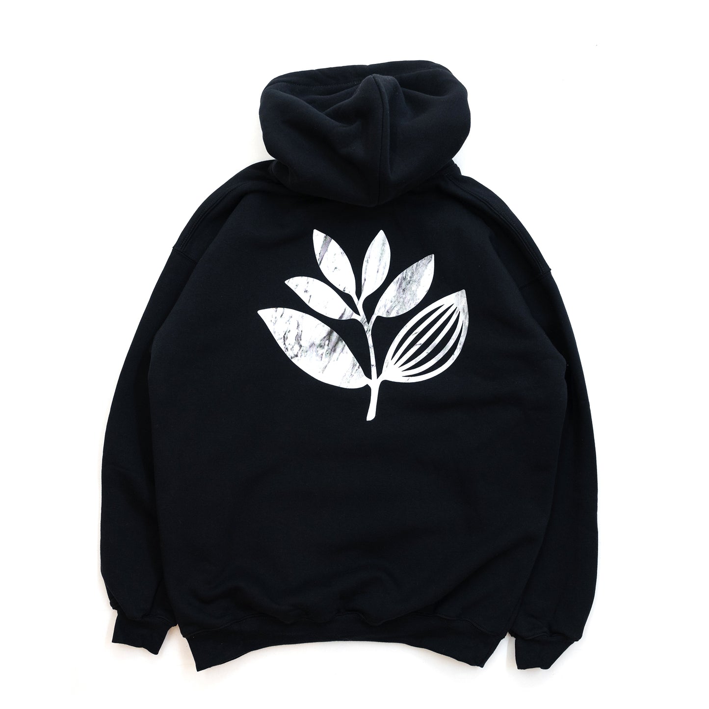 MAGENTA MARBLE PLANT HOODIE - BLACK