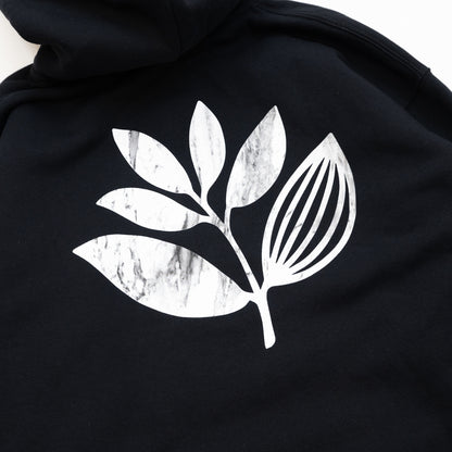 MAGENTA MARBLE PLANT HOODIE - BLACK