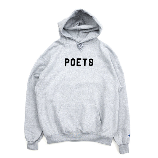 POETS OG POETS FLOCKED HOODIE - HEATHER GREY/BLACK