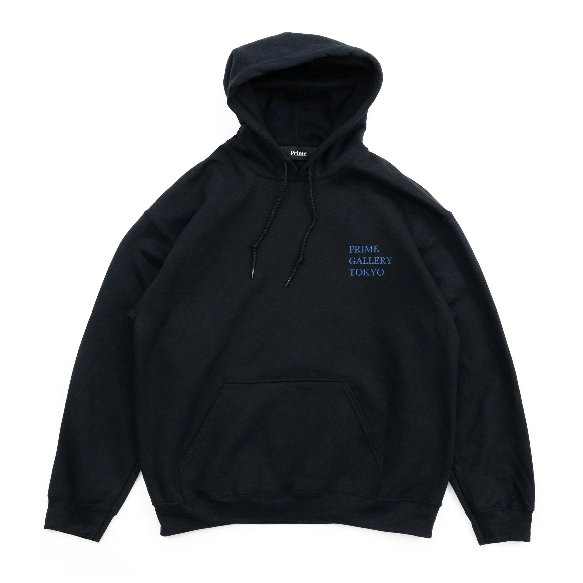 PRIMEのフーディ「GALLERY LOGO HOODY」のBLACK/SALVIA BLUEカラーの商品写真