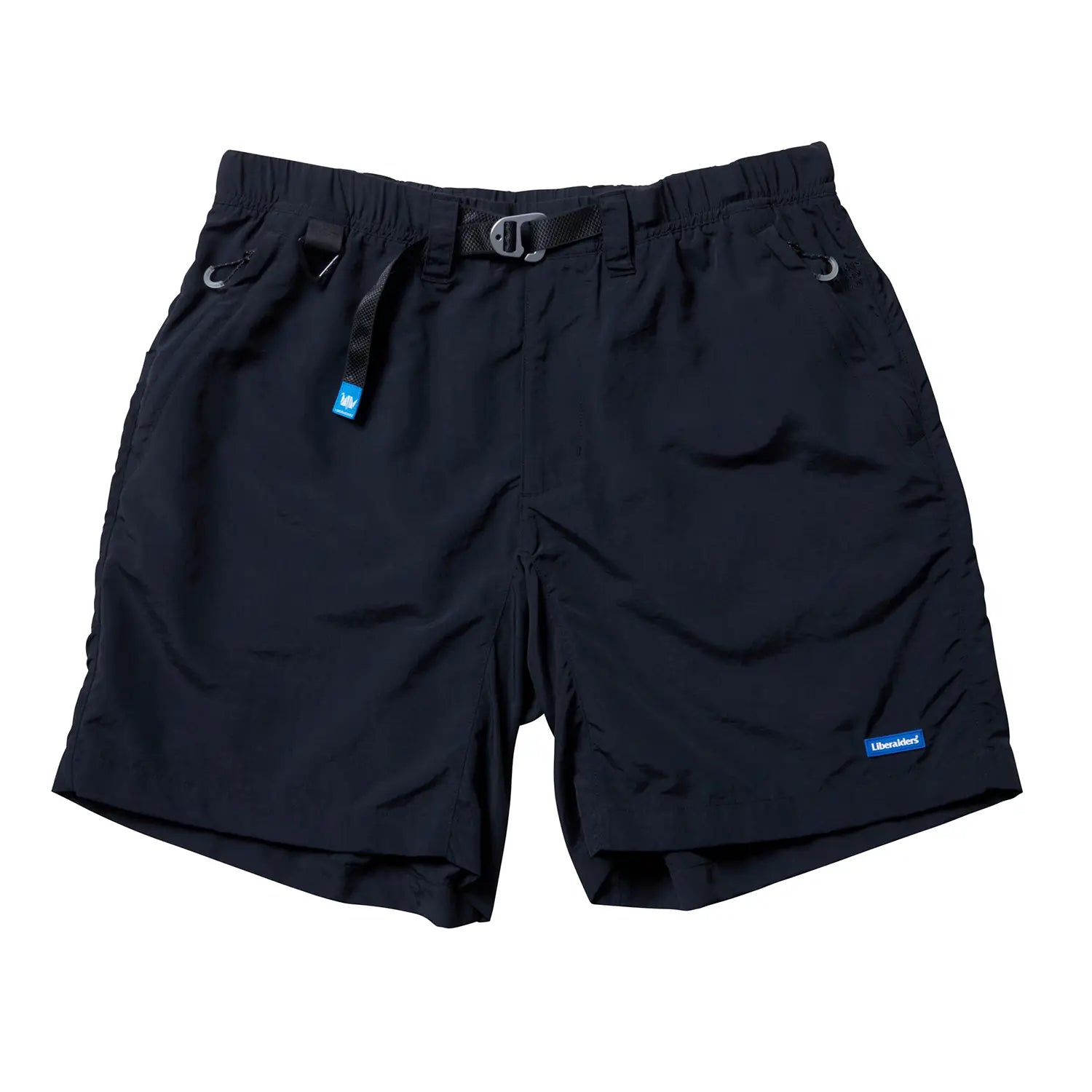 Liberaiders(リベレイダース)のサプレックスナイロン製のショーツ「SUPPLEX NYLON SHORTS」のBLACKカラーの正面からの商品写真