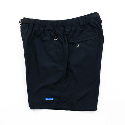Liberaiders(リベレイダース)のサプレックスナイロン製のショーツ「SUPPLEX NYLON SHORTS」のBLACKカラーの側面からの商品写真