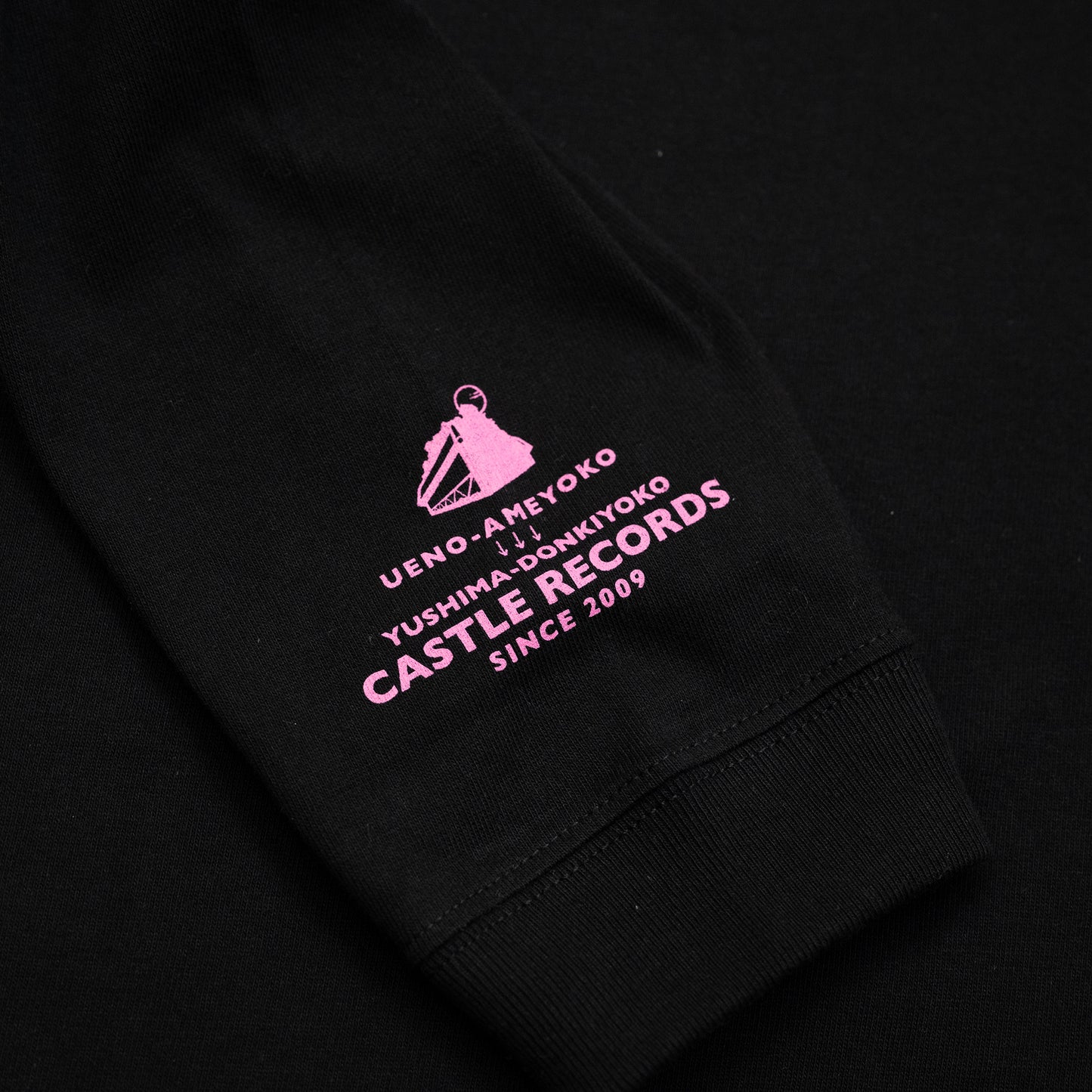 CASTLE RECORDS LOGO L/S TEE - BLACK/PINK