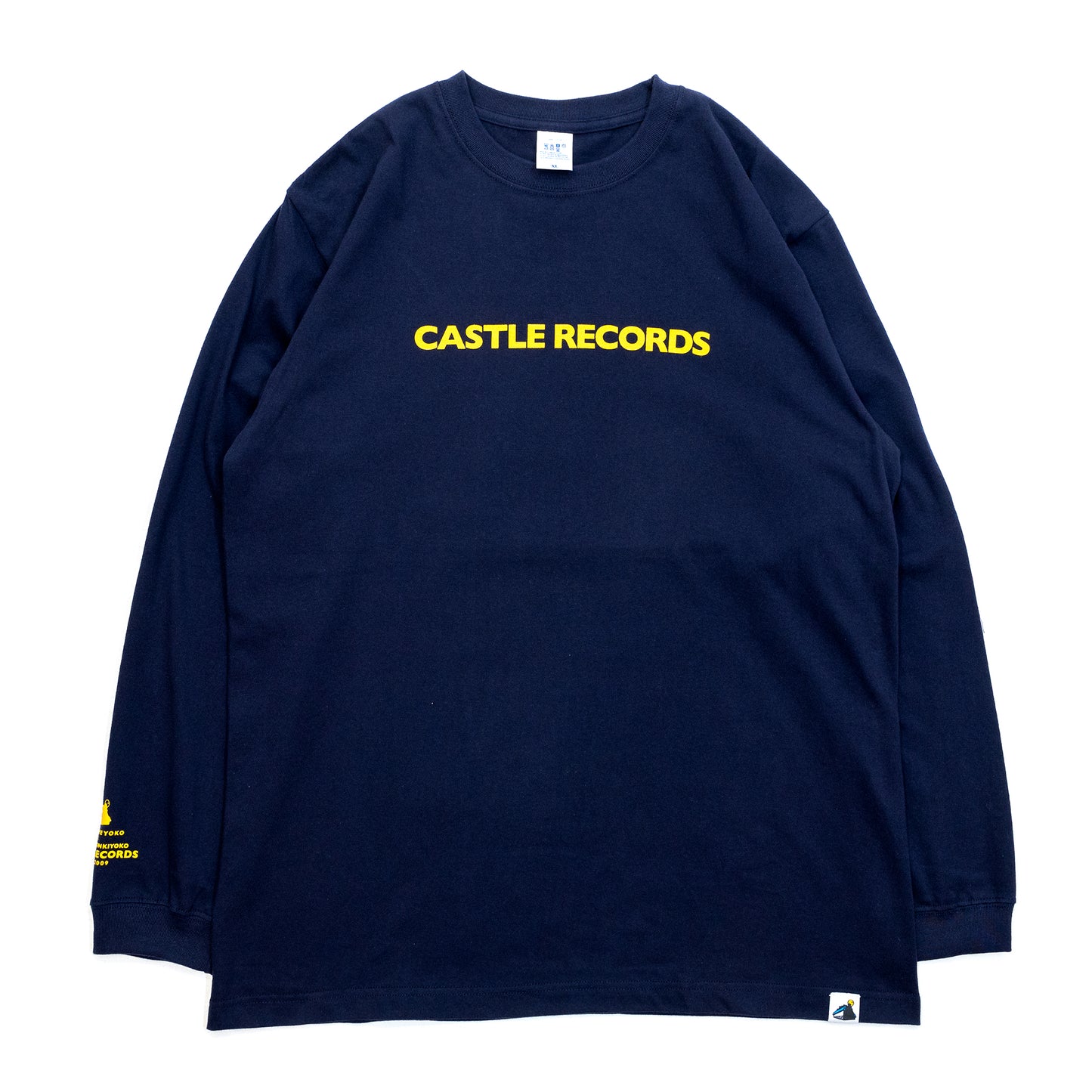 CASTLE RECORDS LOGO L/S TEE - NAVY/YELLOW