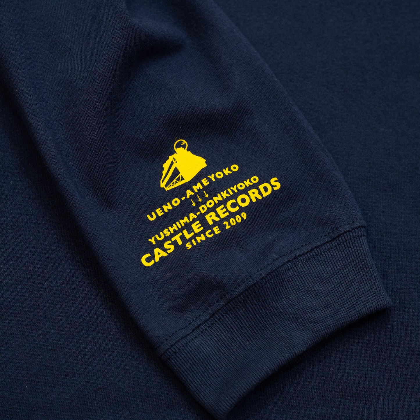 CASTLE RECORDS LOGO L/S TEE - NAVY/YELLOW