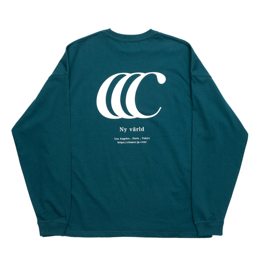 CLUMSY PICTURES LIMITED CCC L/S TEE - GREEN/WHITE