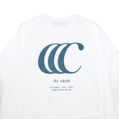 CLUMSY PICTURES LIMITED CCC L/S TEE - WHITE/ OLD BLUE