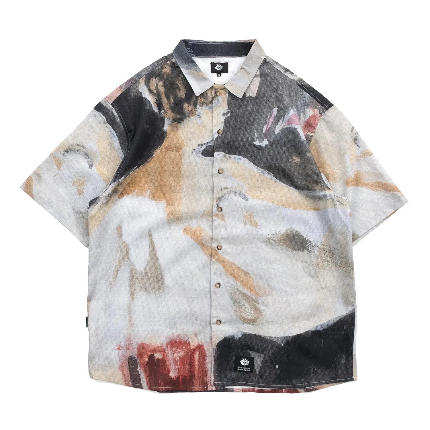 MAGENTA(マジェンタ)のISLEのプロライダー「NICK JENSEN」をゲストデザイナーに迎えた限定アイテム「NICK JENSEN GUEST SHIRTS」のBLACKカラーの正面からの商品写真
