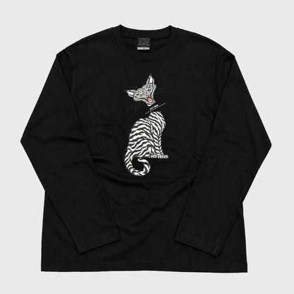 MAISON SHAKE JUNZI / CAT CUT HERE L/S TEE - BLACK