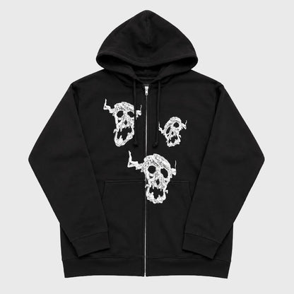 MAISON SHAKE JUNZI / NUDE SKULL ZIP HOODIE - BLACK