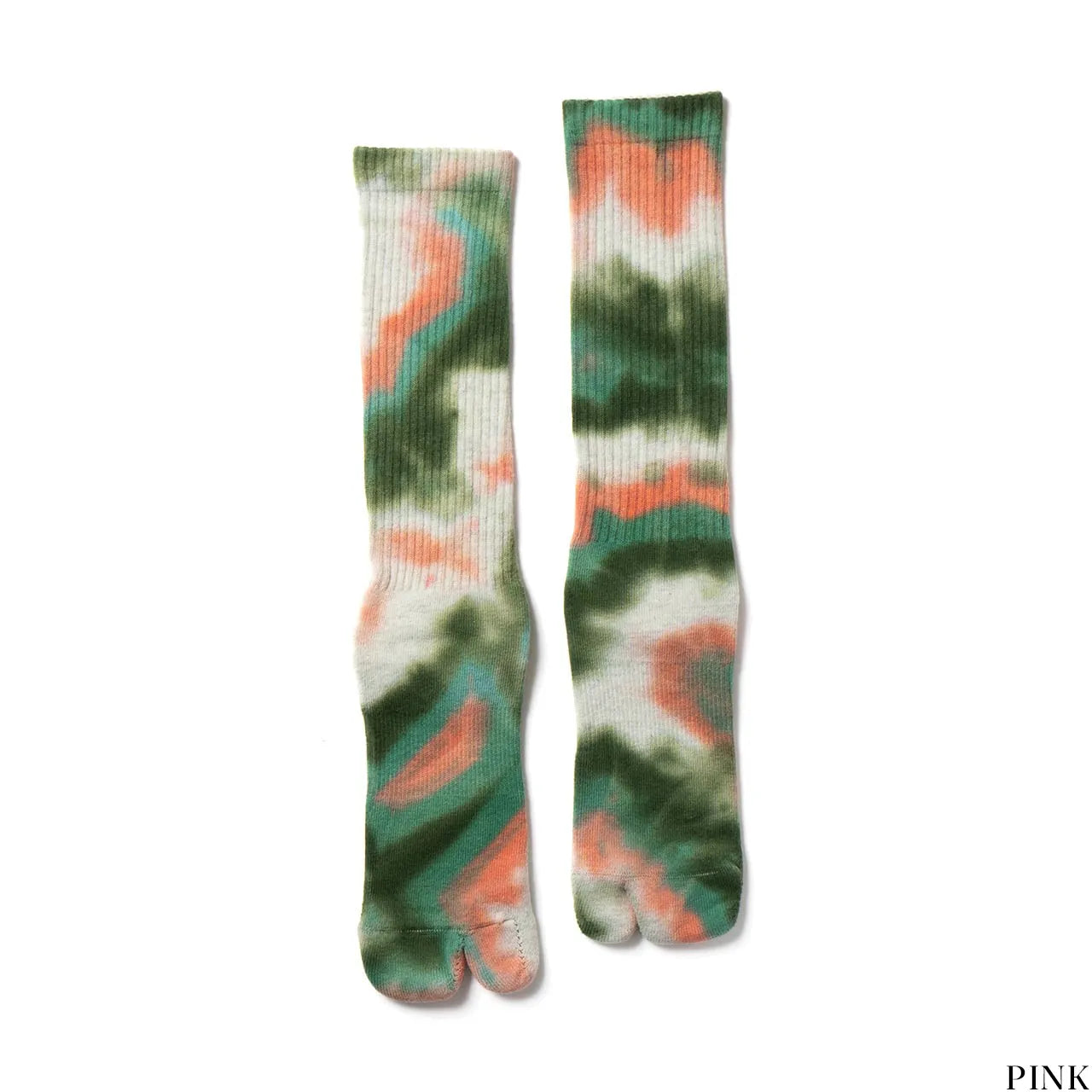 NODAL（ノーダル）のタイダイロングソックス「TIE DYE LONG SOCKS」のPINKカラーの正面からの商品写真
