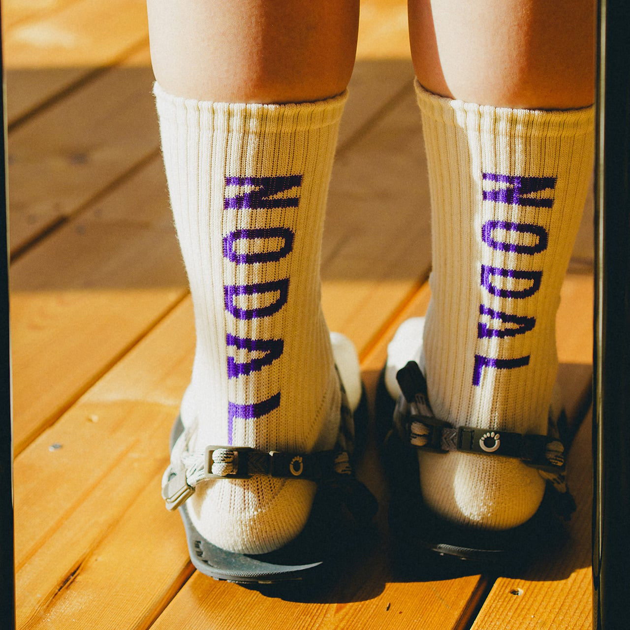 NODAL LOGO SOCKS - OATMEA/PURPLE