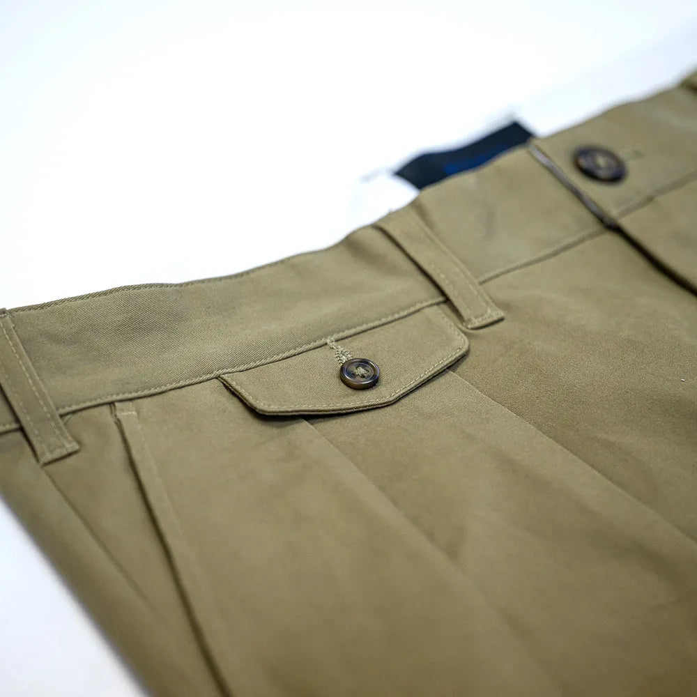 CLUMSY PICTURES VINTAGE 2 PLEATS CHINO - OLIVE BROWN