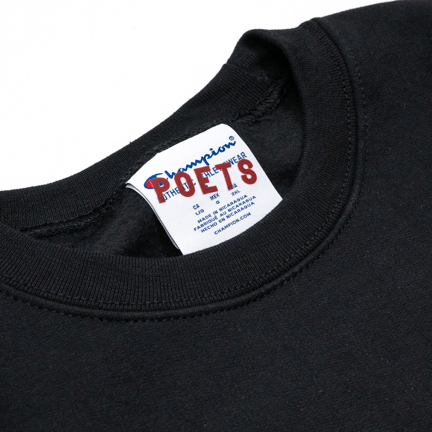 POETS OG FLOCKED CHAMPION CREW SWEAT - BLACK