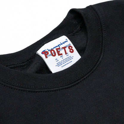 POETS OG FLOCKED CHAMPION CREW SWEAT - BLACK