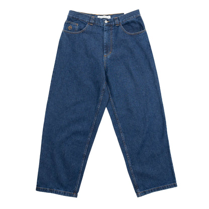 90’sストリートの空気感を色濃く残した極太シルエットが特徴のPolar Skate Co.(ポーラー)を代表する名作 「BIG BOY PANTS」のDARK BLUEカラーの正面からの商品写真